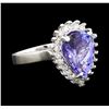 Image 1 : 3.96 ctw Tanzanite and Diamond Ring - 14KT White Gold