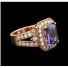 3.34 ctw Tanzanite and Diamond Ring - 14KT Rose Gold