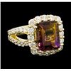 4.56 ctw Ametrine Quartz and Diamond Ring - 14KT Yellow Gold