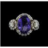 Image 2 : 3.77 ctw Tanzanite and Diamond Ring - 14KT White Gold