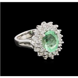 2.26 ctw Emerald and Diamond Ring - 14KT White Gold