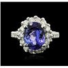 Image 2 : 14KT White Gold 5.91 ctw Tanzanite and Diamond Ring