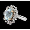 Image 1 : 3.88 ctw Aquamarine and Diamond Ring - 14KT Rose and White Gold