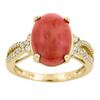 3.92 ctw Coral and Diamond Ring - 14KT Yellow Gold