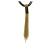 Image 1 : Leather/Mesh Tassel Necklace - Gold Plated