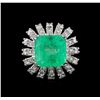 Image 2 : GIA Cert 9.65 ctw Emerald and Diamond Ring - 14KT White Gold