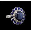 14KT White Gold 9.12 ctw Blue Star Sapphire and Diamond Ring