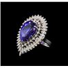 14.71 ctw Tanzanite and Diamond Ring - 14KT White Gold
