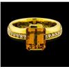 Image 2 : Imperial Topaz and Diamond Ring - 18KT Yellow Gold