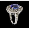 Image 4 : 3.52 ctw Tanzanite and Diamond Ring - 14KT White Gold
