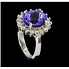 Image 4 : 3.86 ctw Tanzanite and Diamond Ring - 14KT White Gold