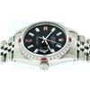 Image 8 : Rolex Mens SS Black Baguette Diamond And Ruby Datejust Wristwatch