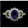 Image 2 : 2.40 ctw Sapphire and Diamond Ring - 18KT Yellow Gold