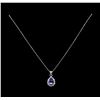 Image 2 : 14KT White Gold 2.43 ctw Tanzanite and Diamond Pendant With Chain