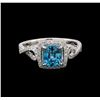 Image 2 : 2.31 ctw Blue Zircon and Diamond Ring - 14KT White Gold