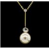 Image 2 : Round Crystal Bezel Pearl Necklace - Gold Plated