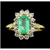 Image 2 : 1.40 ctw Emerald and Diamond Ring - 14KT Yellow Gold