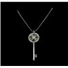 Image 2 : Crystal Key Necklace - Silver Plated