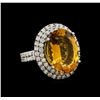 14KT White Gold 11.62 ctw Citrine and Diamond Ring