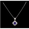 Image 2 : 14KT White Gold 4.18 ctw Tanzanite and Diamond Pendant With Chain