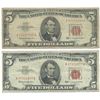 Image 1 : 1963 $5 Fine Red Seal Bill Lot of 2