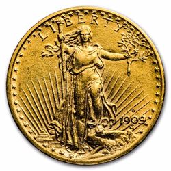1909-D $20 Saint-Gaudens Gold Double Eagle BU ONLY 52,000 MINTED
