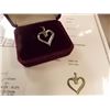 Image 3 : PENDANT - DIAMONDS IN STERLING SILVER RIBBON HEART DESIGN SETTING - WITH CERTIFICATE $737