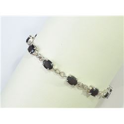BRACELET - 11CTW OVAL FACETED GARNETS (11)  IN STERLING SILVER SETTING - WITH CERTIFICATE $789