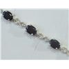 Image 2 : BRACELET - 11CTW OVAL FACETED GARNETS (11)  IN STERLING SILVER SETTING - WITH CERTIFICATE $789