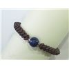 Image 1 : BRACELET - NATURAL GARNET BEADS & NATURAL ROUND LAPIS LAZULI IN 925 STERLING SILVER SETTING - WITH C