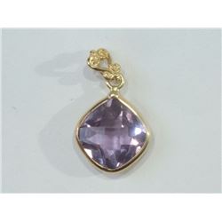 PENDANT - 1.7CT NATURAL AMETHYST IN 14K YELLOW GOLD SETTING - WITH CERTIFICATE $503