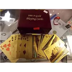 GOLD FOIL PLAYING CARDS - .999 GOLD - WITH WOOD BOX AND CERTIFICATE - RETAIL ESTIMATE $300