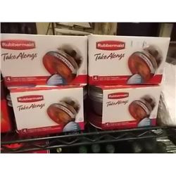 RUBBERMAID CONTAINERS - 4 PAKAGES OF 4 (1.2 CUP CONTAINERS) PER LOT