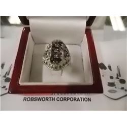 RING - 1.18 TCW - TOURMALINE & BRILIANT GREEN CHROME DIOPSIDE IN STERLING SILVER SETTING - - INCLUDE