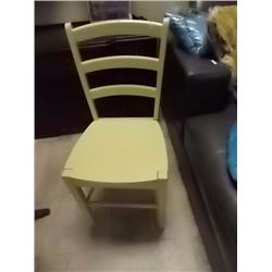WOOD LADDER BACK DINING CHAIRS - PAINTED YELLOW - 2 X BID