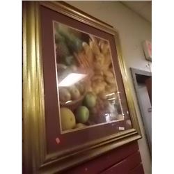 LARGE GOLD FRAMED PICTURE - STILL LIFE - FRUIT