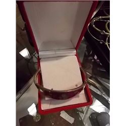 BRACELET - SILVER WITH INLAID PURPLE STONE