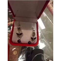 EARRINGS- ONYX & CRYSTAL