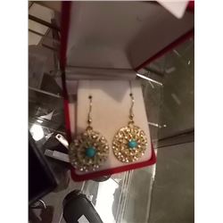 EARRINGS - GOLD STYLE WITH JADE STONES