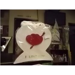 NEW TEDDY BEARS IN HEART BOX (11 X 12" ) - I LOVE YOU - LARGE WITH 2 TEDDIES