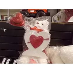 NEW TEDDY BEAR IN HEART BOX 7 X 7" ) - I LOVE YOU - SMALL. WITH 1 TEDDY