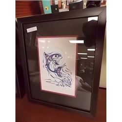 FRAMED FIRST NATIONS PRINT - RICHARD SHORTY - DOLPHINS