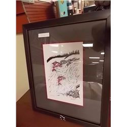 FRAMED FIRST NATIONS PRINT - RICHARD SHORTY - UP THE CREEK