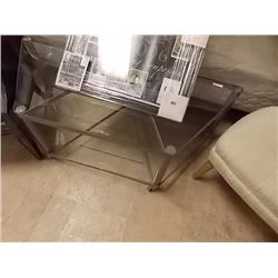 GLASS & METAL TV STAND ON CASTERS
