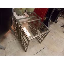 METAL & GLASS NESTING TABLES - 2PC