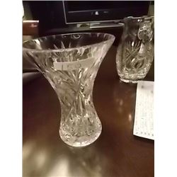 PIN WHEEL CRYSTAL VASE - 8.5" TALL