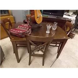 MAHOGANY DRAW LEAF TABLE & 4 MATCHING CHAIR