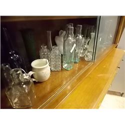 SHELF OF COLLECTIBLE BOTTLES & MORE