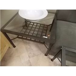 GLASS TOP METAL END TABLE - WITH LOWER SHELF