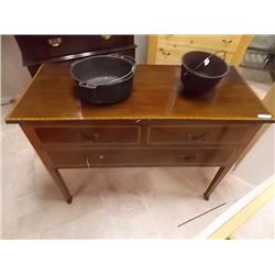 MAHOGANY ART NEUVEAU DRESSER WITH SATIN RIBBON EDGING - NEEDS MIRROR